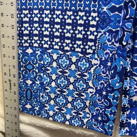 Isaac Mirzah Live Blue Floral Pull On Wide Leg Flowy Stretch Pants Womens Medium - Picture 8 of 13